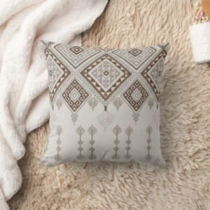 Desert Harmony – Brown Geometric Tribal Throw Pillow