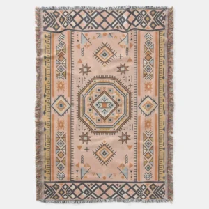 Golden Maze – Modern Moroccan Geometry Throw Blanket