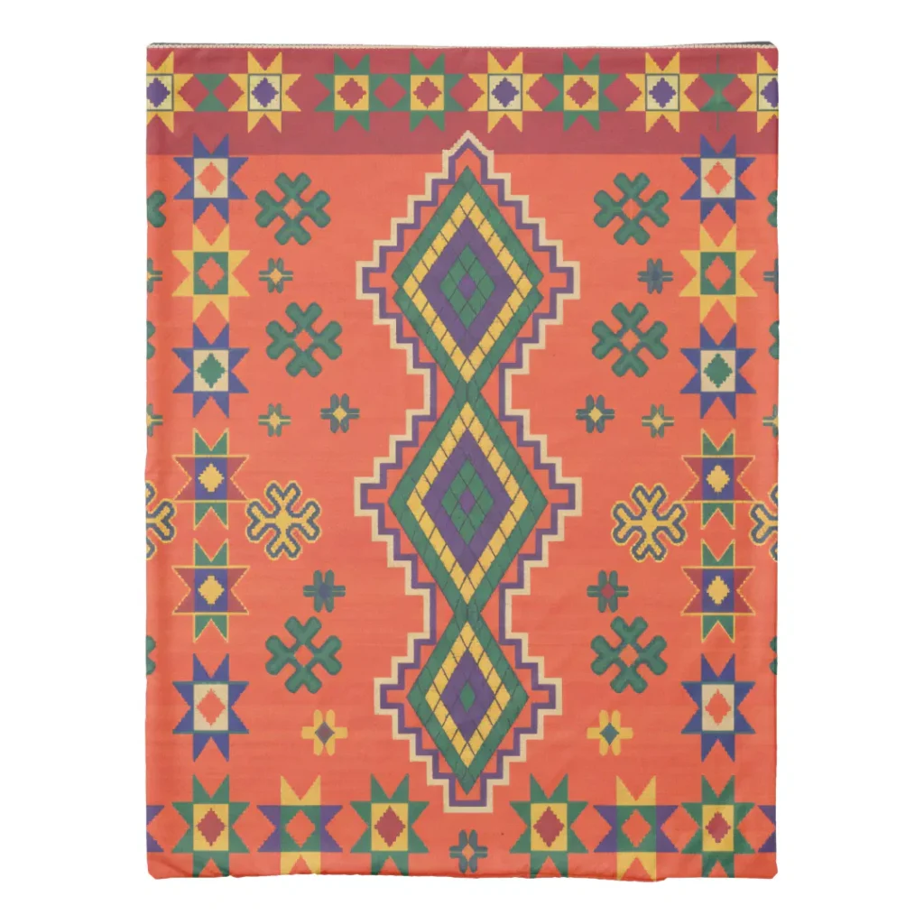 Moroccan Harmony in Orange Duvet Cover