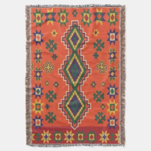 Moroccan Harmony in Orange Throw Blanket