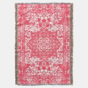 Pink Petals on Kilim Dreams Throw Blanket
