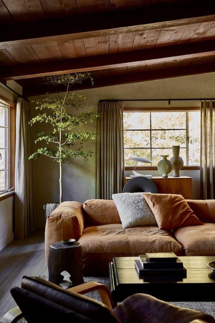 brown orchre sofa
