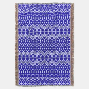 Blue Pearl Legacy: Moroccan Heritage Texture Throw Blanket