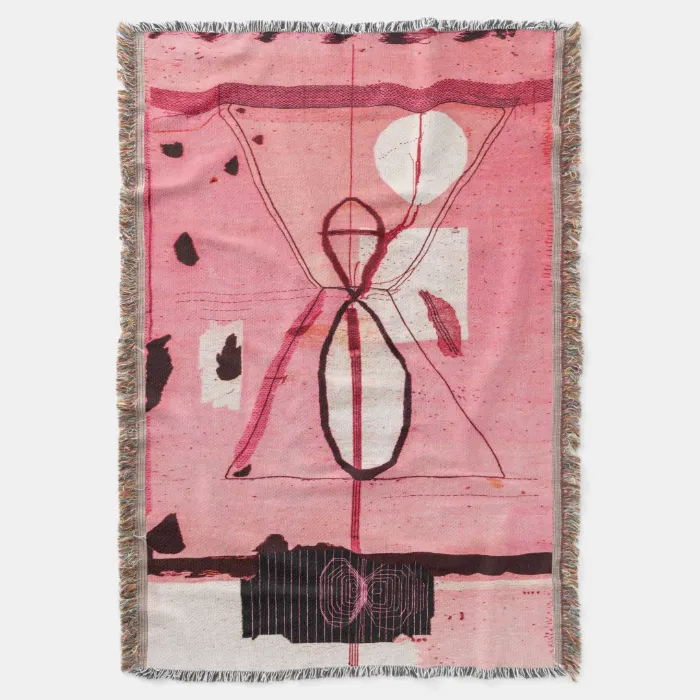 Blush Kilim: Pink Moroccan Heritage Art Throw Blanket