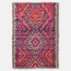 Blush Bazaar: Pink Moroccan Heritage Elegance Throw Blanket