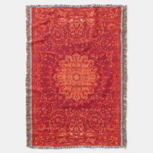 Sunset Souk: Orange Marrakesh Moroccan Pattern Throw Blanket