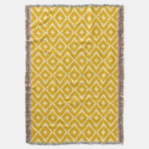 Golden Medina: Yellow Andalusian Moroccan Geometry Throw Blanket