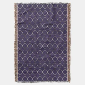Royal Rhythms: Purple Andalusian Moroccan Geometry Throw Blanket