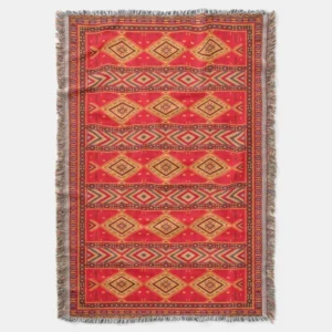 Moroccan Sunrise: Geometric Boho Elegance Throw Blanket