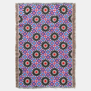 Mosaic Legacy: Andalusian Moroccan Zellige Art Throw Blanket