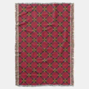 Dynasty Geometry: Red Traditional Chinese Pattern Throw Blanket