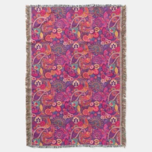Blush Bloom: Artistic Pink Garden Pattern Throw Blanket
