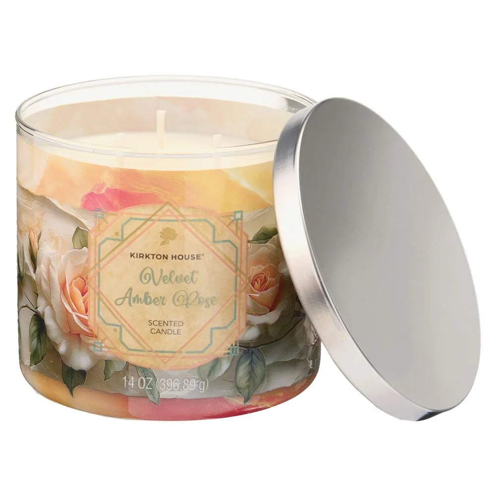 Velvet Amber Rose scented 3-wick candle