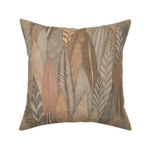 Throw Pillow in Vintage Brown Palm Leaves