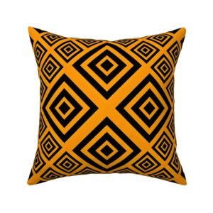 Throw Pillow in Tangerine Geometry Glow