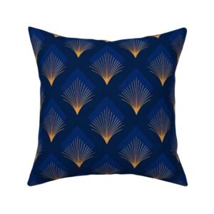 Throw Pillow in Golden Indigo Heritage Mosaic