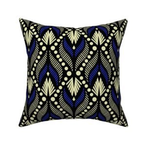 Throw Pillow in Azure & Gold Moroccan Heritage Geometry