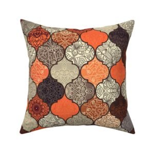 Throw Pillow in Earthy Mandala Ogee Bohemian Lace Patchwork