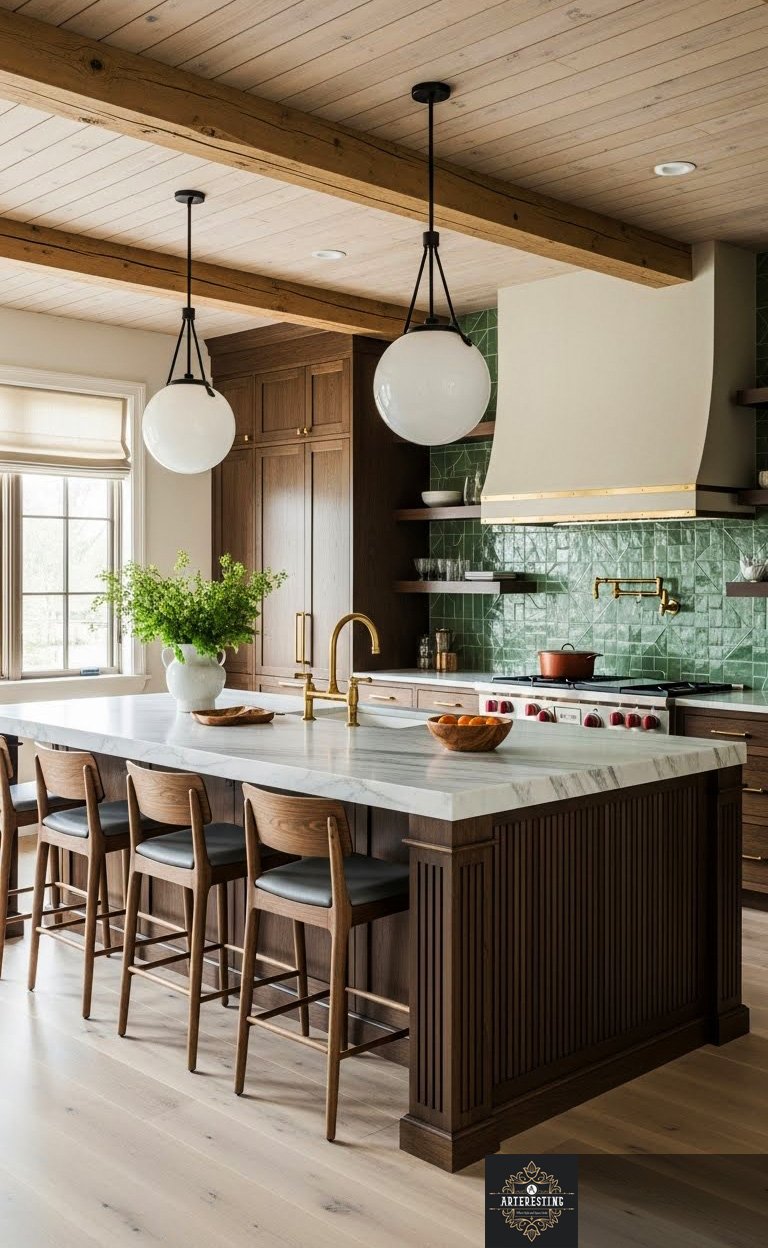 A free-flowing yet functional kitchen ticks all the boxes for socializing and cooking in an inviting space.