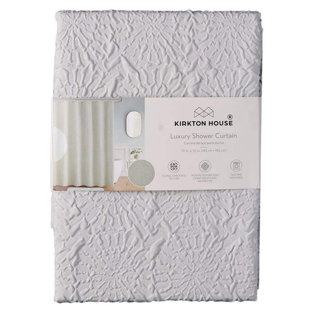 Floral embossed shower curtain