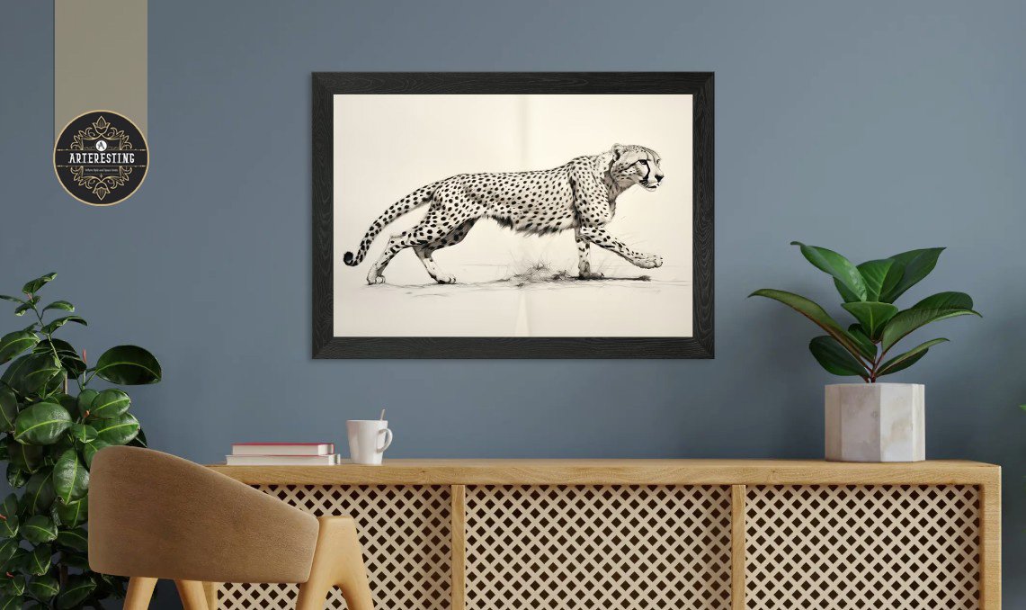 Ink and Velocity - Black and White Cheetah Art Print