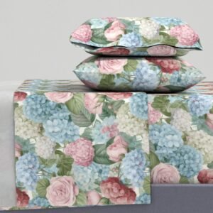 Sheet Set in Blooms of Nostalgia Mid-Century Classic Floral Cottage Art