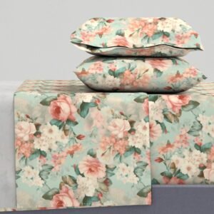 Sheet Set in Blooms of Time Classic Cottage Mid-Century Elegance