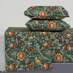Sheet Set in Enchanted Retreat Vintage Cottage Greenery Embracing Jungle Botanicals