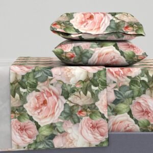 Sheet Set in Mid-Century Cottage Florals Vintage Charm in Classic Art