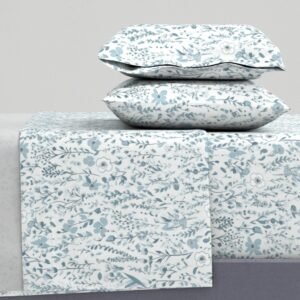 Sheet Set in Mid-Century Petals Cottage Floral Bliss in Small Blue