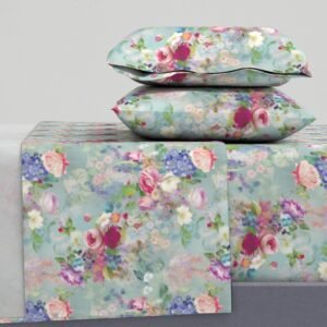 Sheet Set in Romantic Spring Mid-Century Cottage Floral Delight