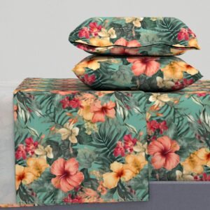 Sheet Set in Tropical Kaleidoscope Vibrant Floral Symphony