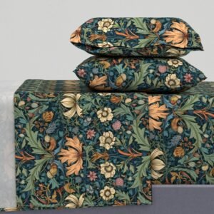Sheet Set in Verdant Cottage Chronicles Vintage Green Jungle Plants Pattern