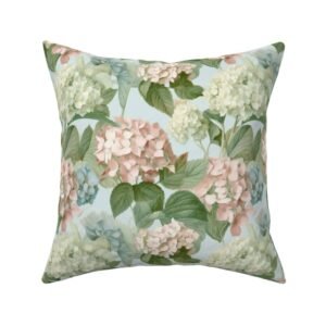 Throw Pillow in Blooming Cottage Oasis Mid-Century Flora and Fauna Tapestry
