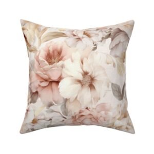Throw Pillow in Mid-Century Cottage Blossoms Vintage Classic Floral Art