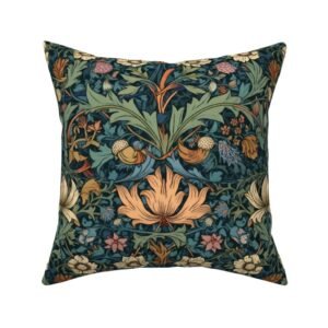 Throw Pillow in Verdant Cottage Chronicles Vintage Green Jungle Plants Pattern
