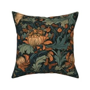 Throw Pillow in Vintage Enchantment Cottage Jungle Greenscape Pattern