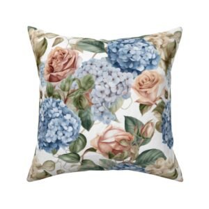 Throw Pillow in Heritage Cottage Florals Mid-Century Classic Garden Style