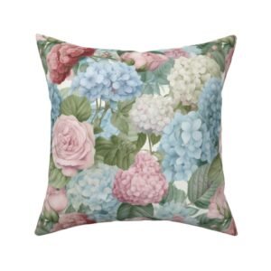 Throw Pillow in Blooms of Nostalgia Mid-Century Classic Floral Cottage Art
