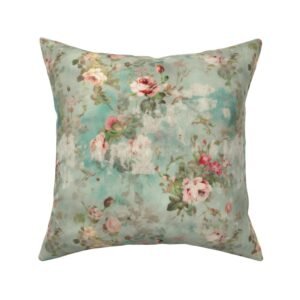 Throw Pillow in Vintage Garden Whispers Classic Mid-Century Cottage Floral