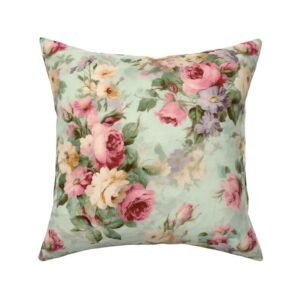 Throw Pillow in Vintage Blossom Charm Retro Classic Cottage Floral Art