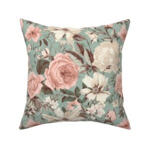 Throw Pillow in Mid-Century Blooms Classic Cottage Charm in Lovely Hues