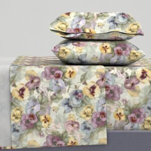 Sheet Set in Springtime Serenity Mid-Century Cottage Floral Reverie