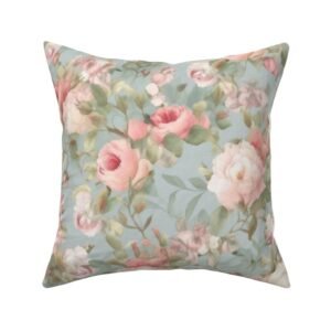 Throw Pillow in Timeless Elegance A Vintage Rose Garden’s Artistic Splendor