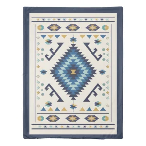 Blue Horizon Nomad – Minimalist Tribal Diamond Duvet Cover
