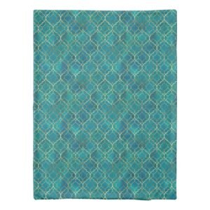 Golden Emerald Geometry Duvet Cover