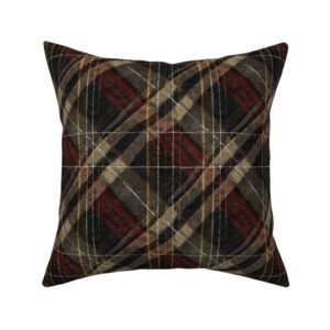Throw Pillow in Woven Diagonal Autumnal Heritage Tweed
