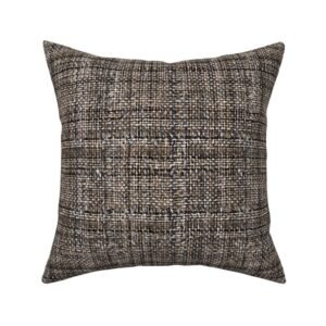 Throw Pillow in Woven Earth-Tone Rustic Tweed