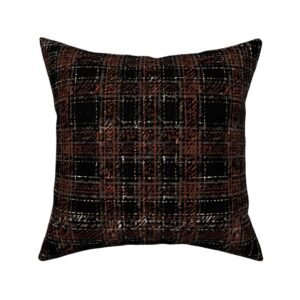 Throw Pillow in Woven Charcoal and Rust Heritage Tweed