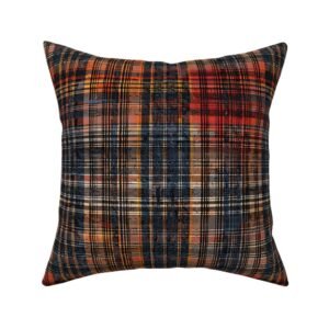 Throw Pillow in Woven Crimson and Navy Heritage Plaid